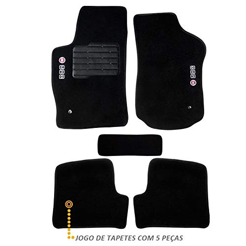Tapete Carpete Novo Fiat Uno 2011 a 2018 Preto Bordado