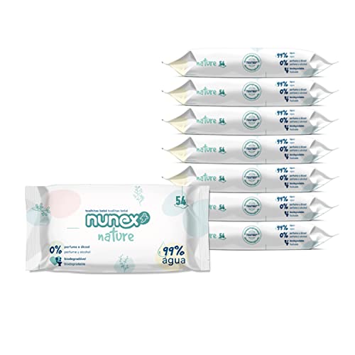 Toallitas Biodegradables para Bebés Extra Suaves 99% de Agua Protección Óptima, 0% Perfume y Alcohol | 8 Paquetes, 432 unidades