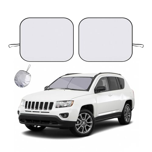 Ziciner 2 PCS Car Windshield Sun Shade, Auto Sun Heat and UV Rays Blocker, 33'&times;36' Foldable...