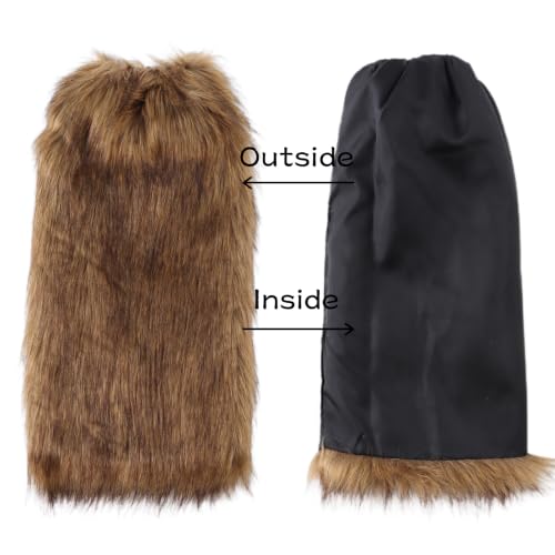 Image of Peecabe Winter Women Faux Fur Fluffy Leg Warmers Fuzzy Long Boot Covers Furry For Christmas