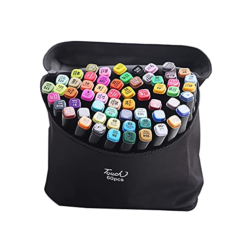 Mingzhe Conjunto de marcadores de arte de 60 cores de ponta dupla caneta marcadora de ponta fina lar