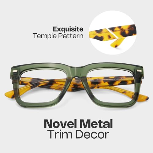 Image of Zeelool Blue Light Glasses for Men Fashion Green Square Eyeglasses Retro Computer Eyewear Glasses Anti Eyestrain Redina JGA270431-02B