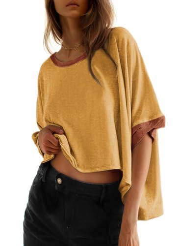 Dokotoo Summer Shirts 2026 Womens Solid T Shirts for Women Loose Oversized Tops Basic Tee