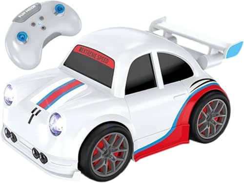 Image of DHRUTOKO RC Remote Control Car for Kids | Rechargeable High Speed Racing Toy Car with LED Lights | 2.4GHz Remote | Indoor & Outdoor | White