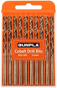 Gunpla Cobalt Drill Bits 3mm 10-Pieces, M35 HSS Metric Straight Shank Jobber Drill Bit Set with Plastic Case for Hardened Stainless Steel, Metal, Aluminium, Tile, Wood, Plastic and Cast Iron