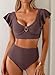 Herseas Women Ruffle High Waisted Swimsuit Bestselling Cheeky Bikini Set Cute Two Piece Tummy Control Bathing Suit Fashion Beach Vacation Clothes Brown X-Large