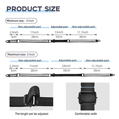 Ezshoot Two Point Slings 550 Paracord Adjustable Strap With Metal Hook And Solid Swivels For Outdoor Black Grey #TOP2
