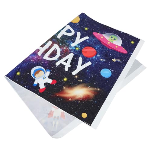 Veemoon Fondo para Fotos de Cumpleaños Temática Espacial, de Vinilo Resistente, Adecuado para Photobooth y Eventos Temáticos