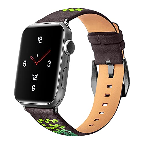 Eblse Leather Band Compatible With Apple Watch Bands 44Mm 42Mm 40Mm 38Mm Women Men ，Featured Patterns Genuine Leather Replacement Band Strap For Iwatch Se 6 5 4 3 2 1 (Blue, 38Mm/40Mm) (38Mm/40Mm/41Mm, Brown) #TOP9