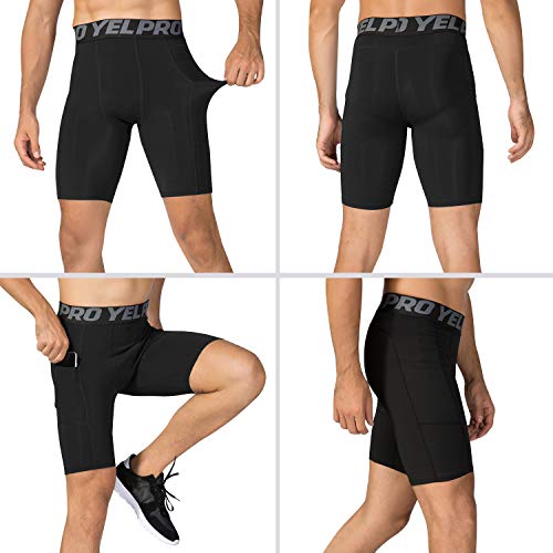 SPVISE Compression Shorts Men 1/3 Pack, Dry Fit Compression Underwear Spandex Running Shorts, Workout Athletic Shorts Pocket3