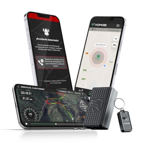 KOMOBI Pro Plus Localizador GPS para Moto con Alarma Silenciosa Antirrobo. GPS Tracker para Motocicleta con Asistencia en Accidentes y SIM. Rastreador con Geolocalización y Telemetría + Smartkey