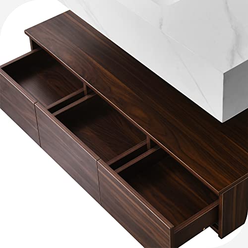 Hernest Bathroom Vanity Floating 48 Inch Wall Mounted Bathroom Vanity Cabinet Storage Wooden Vanity With Ceramic Basin Sink And 3 Drawers Bathroom Vanity Integrated Sink #TOP5