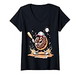 donna divertente ciambella da baseball maglietta con collo a v