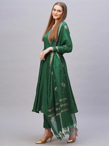 Image of ANNI Designer Rayon Blend Women Kurta Set with Pant & Dupatta