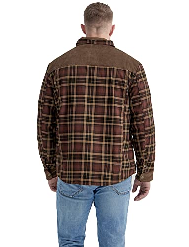 Haellun Men's Long Sleeve Sherpa Lined Shirt Jacket Flannel Plaid Fleece Coats4