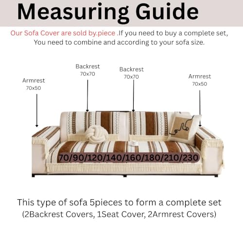 Image of HOMETHREADS Innovative European Premium Style Anti Slip Cotton Sofa Cover Mat with PVC Backing for Non-Slip Comfort (Coffee, 3 Seater | 70x180cm)