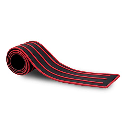 Runmade Black & Red Rubber 35.4 Inch Rear Bumper Protector Guard Door Entry Sill Guard - Universal Fit For Car Suv Pickup Truck Boat Non-Sli Scratch-Resistant Boot Sill Protector (90 Cm) #TOP6