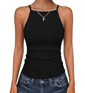 ANRABESS Womens Camis Tank Tops Spaghetti Straps High Neck Sleeveless Racerback Camisole Shirts 2...