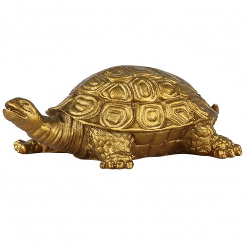 Statue de tortue en laiton faite main : un objet d'art doré d'exception