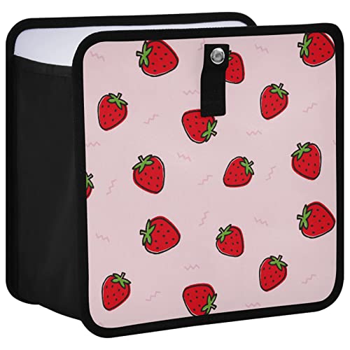 Image of Cute Strawberry Pink Car Trash Can Foldable Hanging Car Trash Bag Bin Auto Garbage Can Leak-Proof Car Organizer(Large)