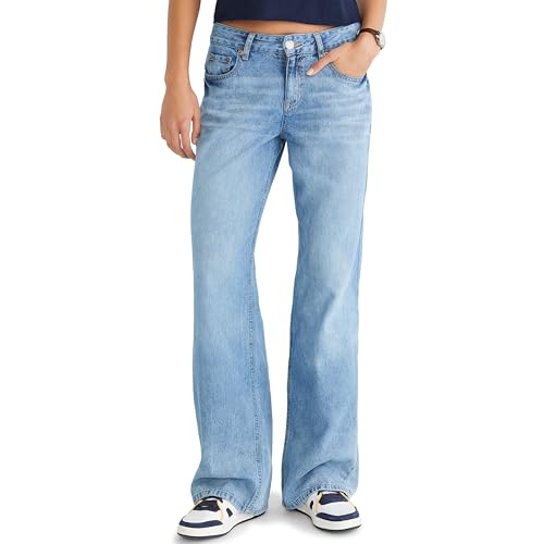 AEROPOSTALE Women's Aero Baggy Wide Leg Light Wash Clean Jean