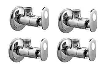 ASTER Opal Valve/Angle Cock/Angle Valve/Stop Cock for Bathroom Faucets/Wash Basin Tap/Geyser Tap with Wall Flange(Chrome Plated, Brass)(Pack of 4)