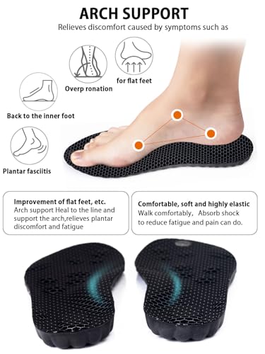 Image of 4D Cloud Insoles for Men, Arch Support Insoles, Memory Foam Insoles, Steppers Insoles Shock Absorption and Cushioning Sports Shoe Insoles for Standing All Day (Graphene Black, Men 8-14（12.4 Inch)