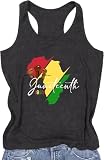 NEWKA Juneteenth Shirts Women Africa Map Sleeveless T-Shirt African Proud Tank Top