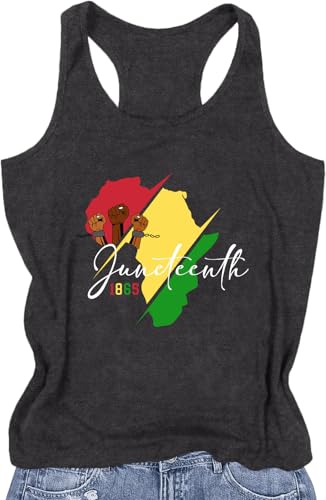 NEWKA Juneteenth Shirts Women Africa Map Sleeveless T-Shirt African Proud Tank Top