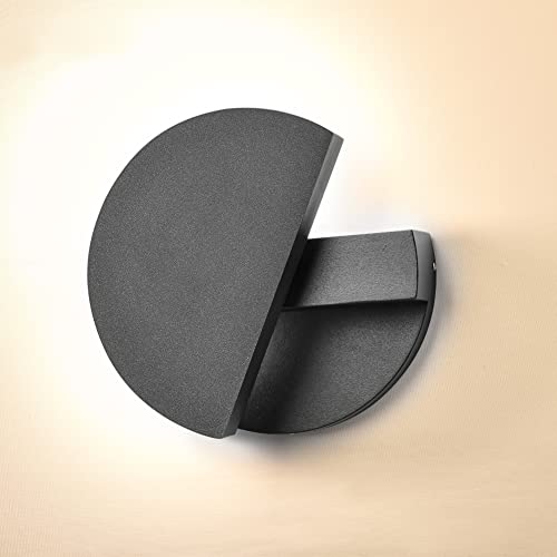BRIMMEL Applique Murale LED Moderne Intérieur Extérieur Aluminium Applique Murale Extérieure Ronde Blanc Chaud IP65 Étanche 3000K Rotation 220° Lanterne Murale 9W 7" pour Porche Escalier Chevet Salon Cover