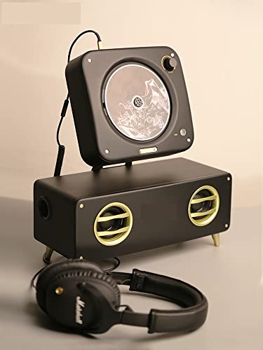 siheki Conférencier 2,1 canaux CD Album Physique Tout-en-Un de Bureau de Bureau CD Lecteur de Disque rétro CD Joueur Idéal pour Une Utilisation avec des Véhicules 12 v (Color : Black, Size : Medium) Cover