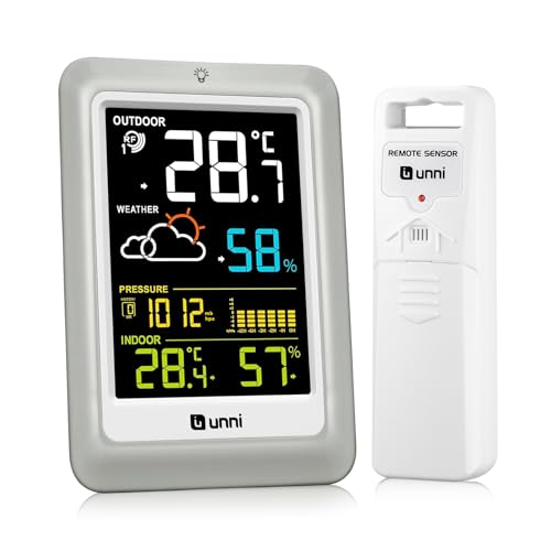 Termómetro inalámbrico para interiores y exteriores con 1 Sensor, funciona con USB y baterías, Sensor remoto de 100 m de alcance y pantalla con retroiluminación