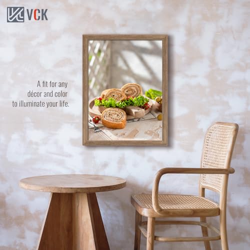 Image of VCK 18x24 Poster Frame Solid Wood Walnut 3 Pack Picture Frames 18 x 24 Inches with Wall Mounting Hanging