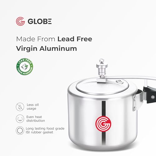 Image of Globe Kiwi 2 Litre Aluminium Inner Lid Pressure Cooker (Silver) - BIS Certified And ISI Certified |5 Years Warranty