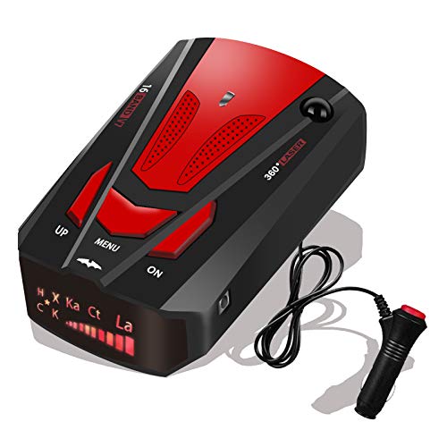 Newly Driving Aids V7 Radar Detector for Cars with Led Display, Long Range Detection, Mute Memory, City/Highway Mode Detectors, Ideal Gifts for Cars (Red)