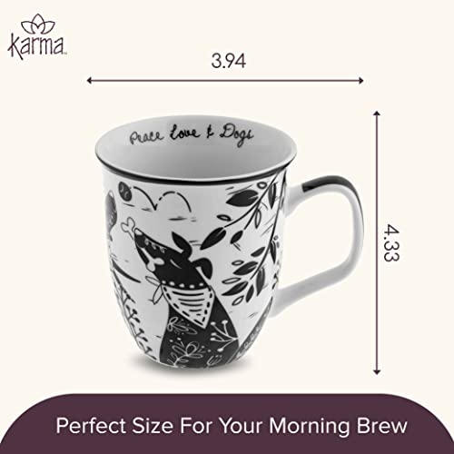 image for Karma Gifts 16 oz Black and White Boho Mug Dog - Cute Coffee and Tea M