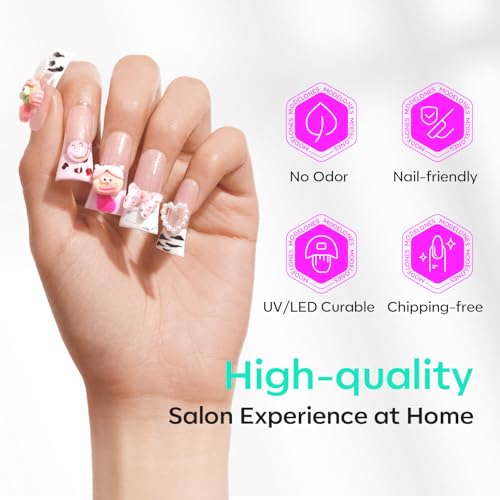 Image of Modelones Duck Nail Tips Short Flare Pre-shape Half Cover Soft Gel Wide Kit