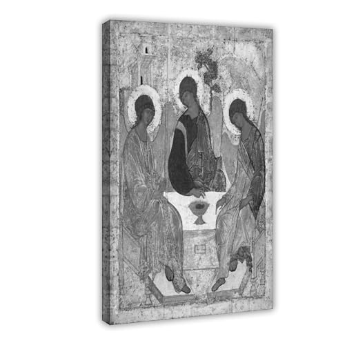 Tableau Sainte Trinité Rublev noir et blanc 40x61 cm avec cadre suspendu pour bureau