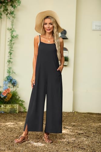 Lepunuo Womens Casual Loose Jumpsuits Summer Boho Wide Leg Rompers Sleeveless Overalls with Pockets4