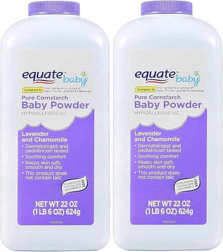 Lavender and Chamomile Pure Cornstarch Baby Powder (2 Pack 22 oz)
