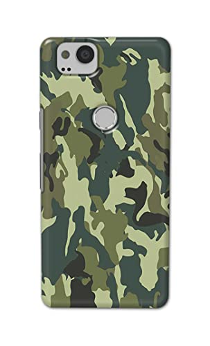 Image of PRINTFIDAA Printed Hard Back Cover Case for Google Pixel 2 Back Cover (Green Army Camouflage) -1803