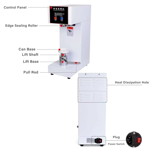 Automatyczna zgrzewarka do puszek, elektryczna maszyna do zamykania napojów 180 W z licznikiem wyświetlacza LCD, szklana plastikowa puszka do puszek do użytku komercyjnego, biała (biała)