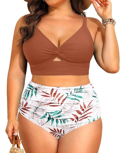 Image of Daci Plus Size Two Piece Swimsuits High Waisted Tummy Control Bikini