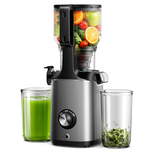 EUHOMY Cold Press Juicer, Extra Large Feed Chute Slow Masticating Juicer De 5,5', Máquinas De Juicer De 400 W, 99,6% De Alto Rendimento De Suco, Fácil De Limpar, Função Reversa, Para Vegetais E Frut