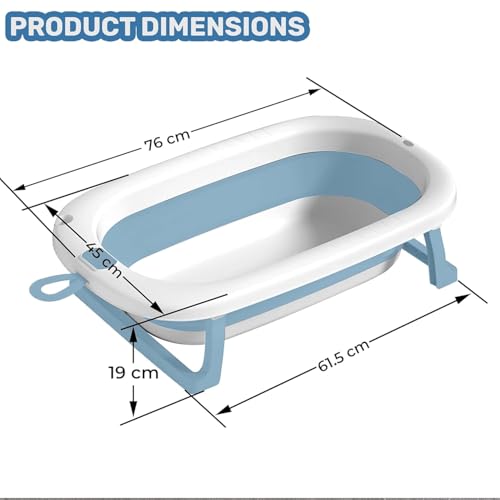 Image of Safe-O-Kid All-in-One Foldable Baby Bathtub - Lightweight, BPA-Free with Drain Plug, for Kids, 0-5 Year- Blue