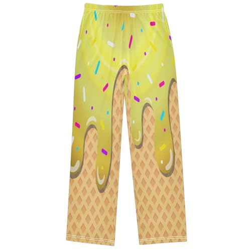 Boy's Pants Olive Ice Cream Jogger Pants Elastic Waist Long Bottoms Trousers with Pockets 6-14 Years