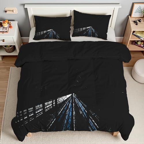 Generico Piumino Matrimoniale Casa Trapunte Architettura Piumone Imbottito Resistente Lavabile, Super Morbida Trapunta, piumini 240x260 cm in Microfibra Reversibile e 2 Federa 50x80 cmT5208