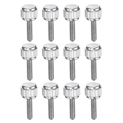 QUARKZMAN 12 viti per pollice zigrinate, M2,5 x 10 mm, in acciaio inox, rotonde a testa piatta per calibro scorrevole, accessori per strumenti, colore argento