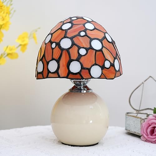Blivuself Stained Glass Tiffany Mushroom Table Lamp (11in, Warm White) — view 5