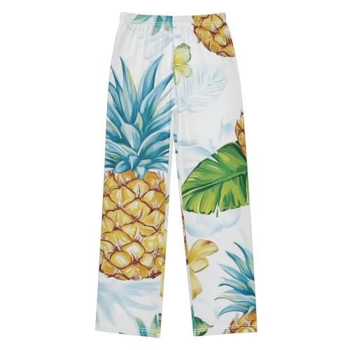Aloha Pineapples Boys Long Pants Soft Trousers Elastic Waist Kids Lounge Bottoms with Pockets S-XL